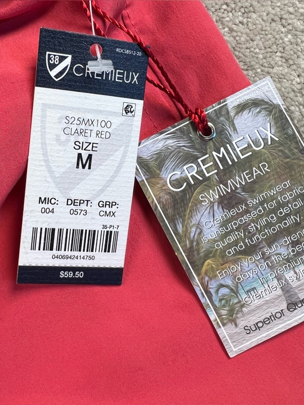 Cremieux Swim Trunks Caret Red NWT Men's Medium Beach Swimwear Vacation Pool - Picture 9 of 16